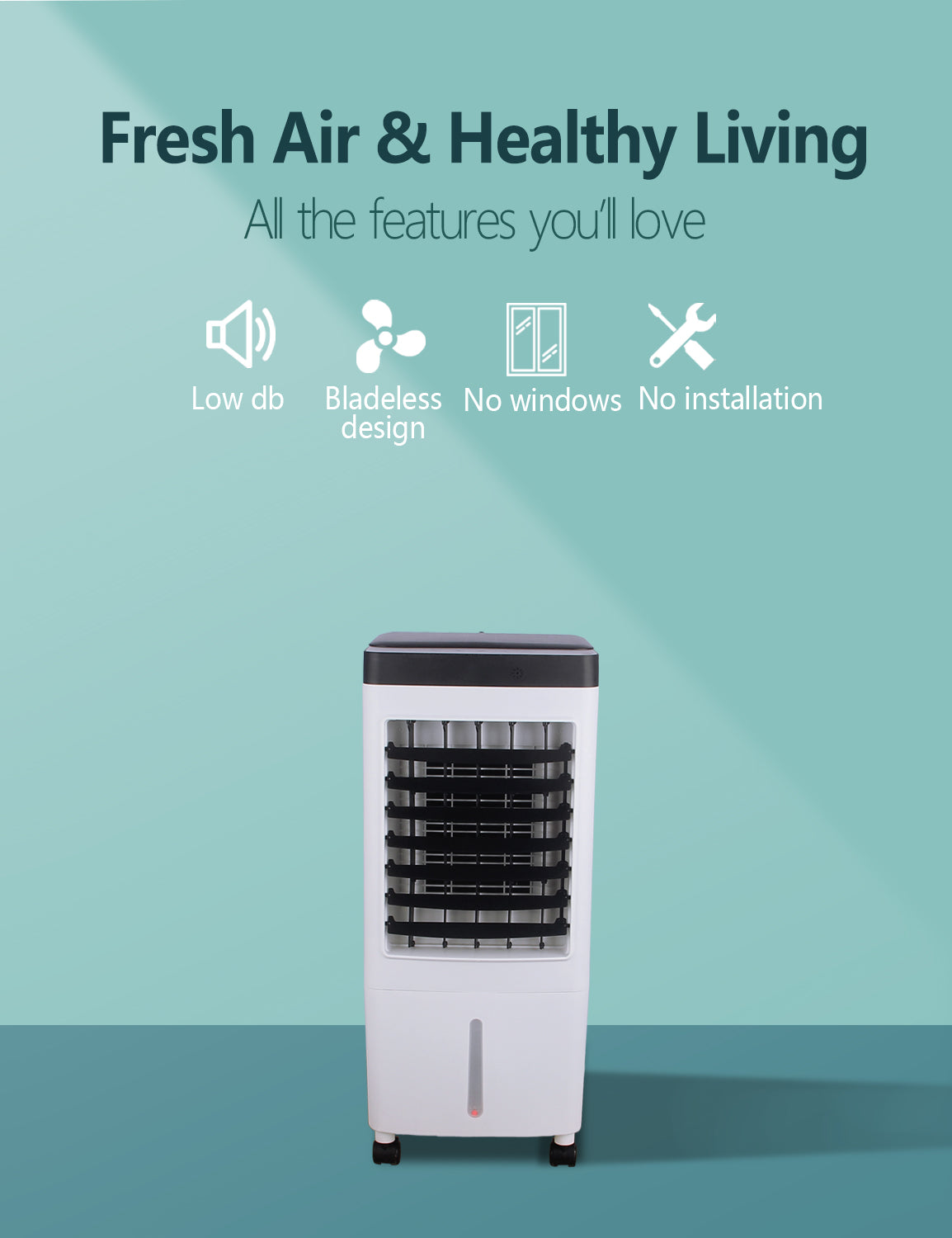 Portable Evaporative Air Cooler & Humidifier Fan, Energy Efficient Swamp Cooler with Remote, 3 Speeds, Timer - Indoor/Outdoor Cooling for Home, Room, Office, Low Energy AC Alternative