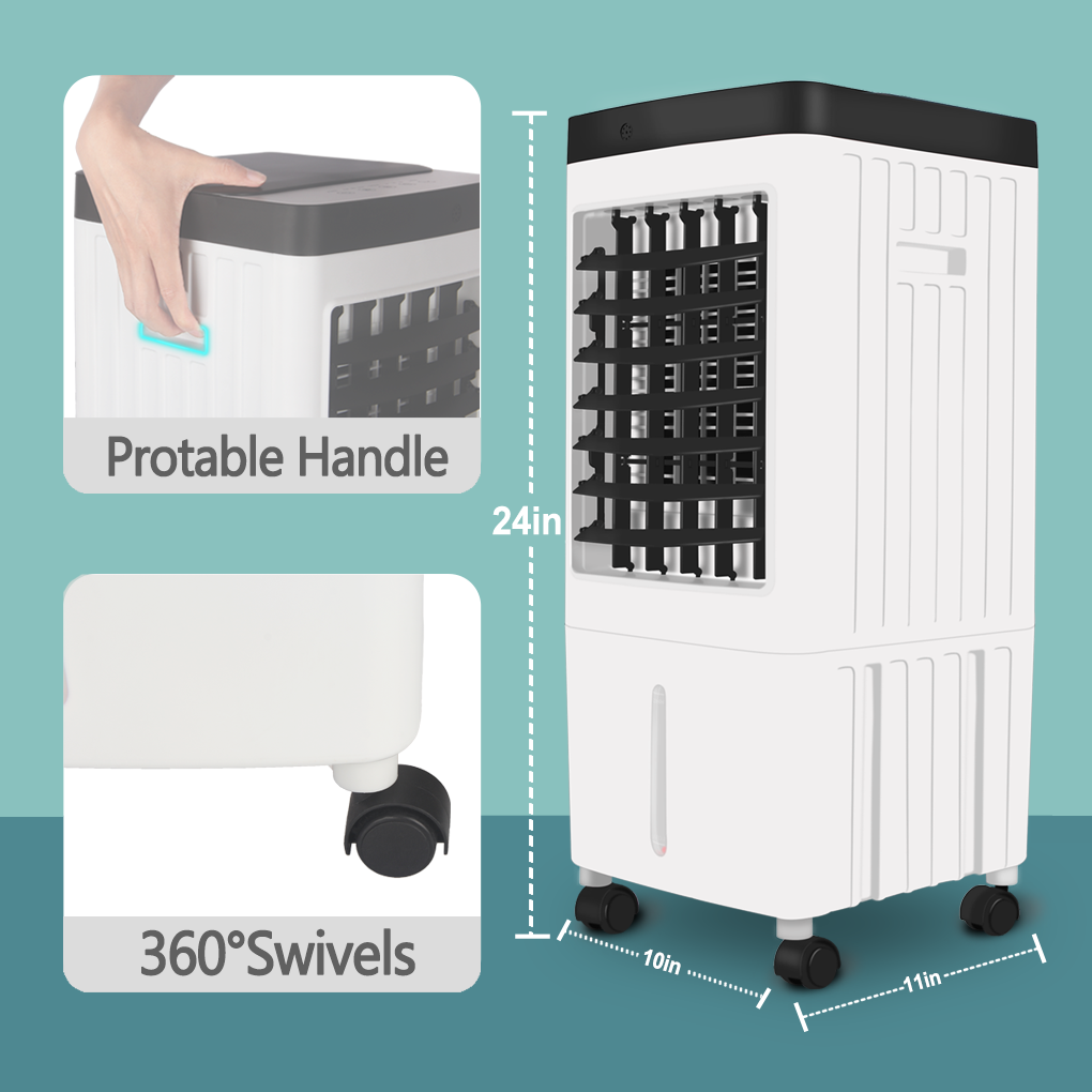 Portable Evaporative Air Cooler & Humidifier Fan, Energy Efficient Swamp Cooler with Remote, 3 Speeds, Timer - Indoor/Outdoor Cooling for Home, Room, Office, Low Energy AC Alternative