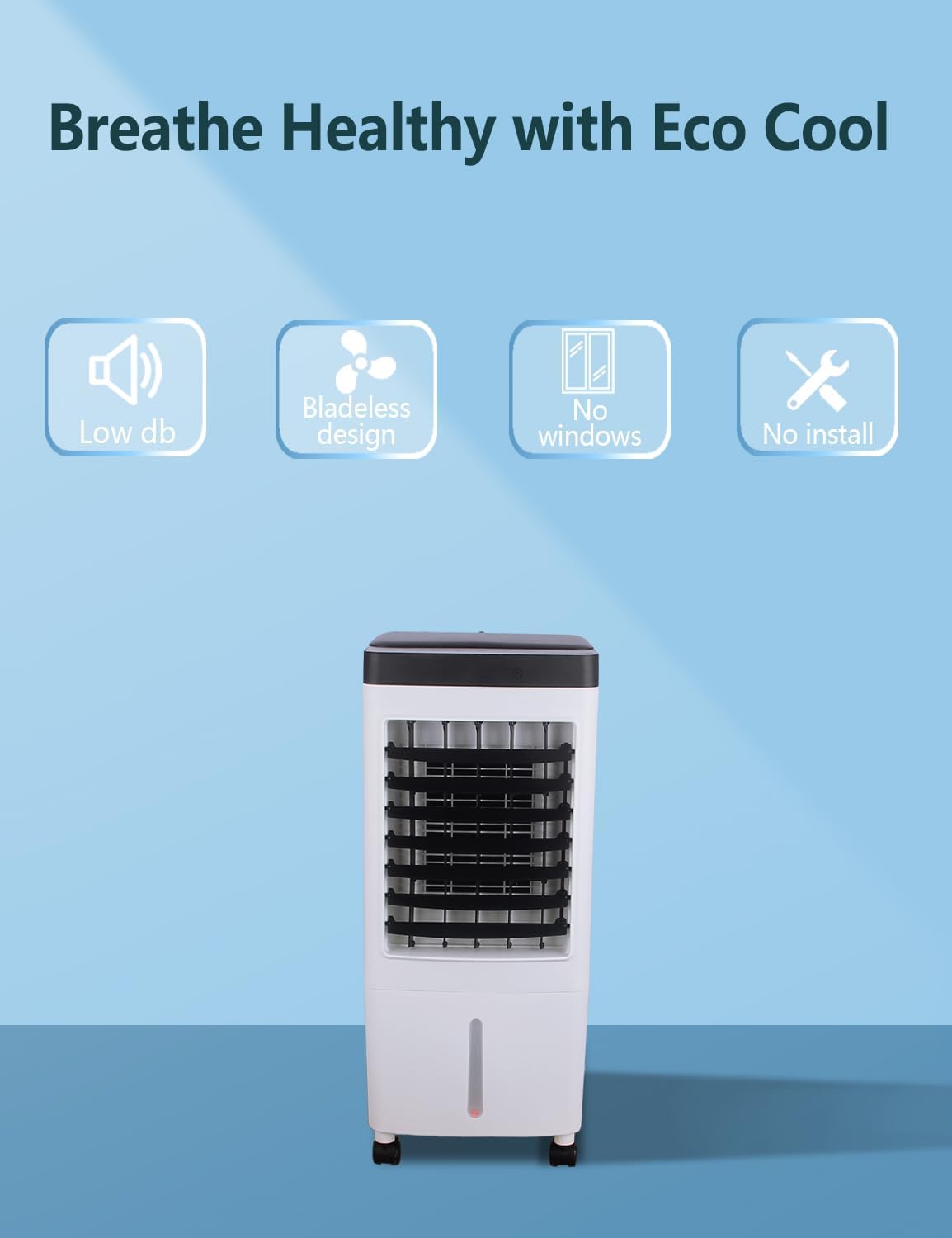JOZERMADE Evaporative Air Cooler,3-IN-1 Portable Air Conditioners Remote Control, 80° Oscillation Energy Efficient Bladeless Air Cooler for Room Bedroom Home Indoor