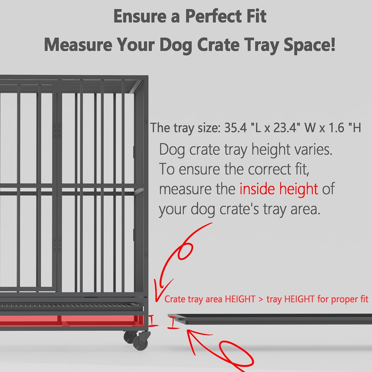 JOZERMADE Dog Crate Tray 35" - ChewProof Replacement Pan, Easy to Clean, Easy to Assemble,Ideal for Potty Training - Perfect for Pet Crates & Kennels