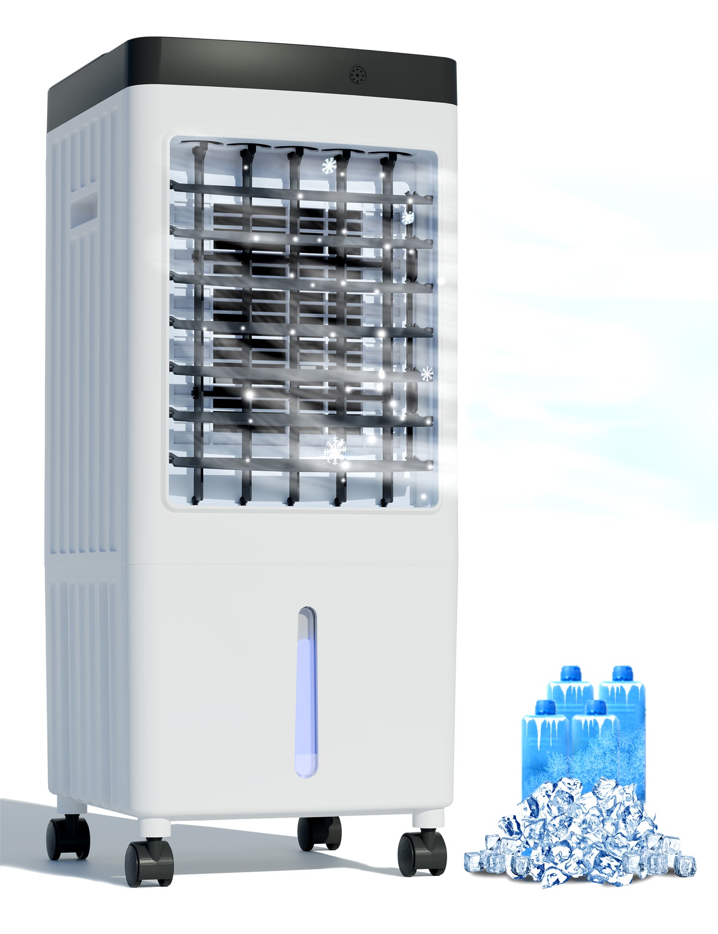 Portable Evaporative Air Cooler & Humidifier Fan, Energy Efficient Swamp Cooler with Remote, 3 Speeds, Timer - Indoor/Outdoor Cooling for Home, Room, Office, Low Energy AC Alternative