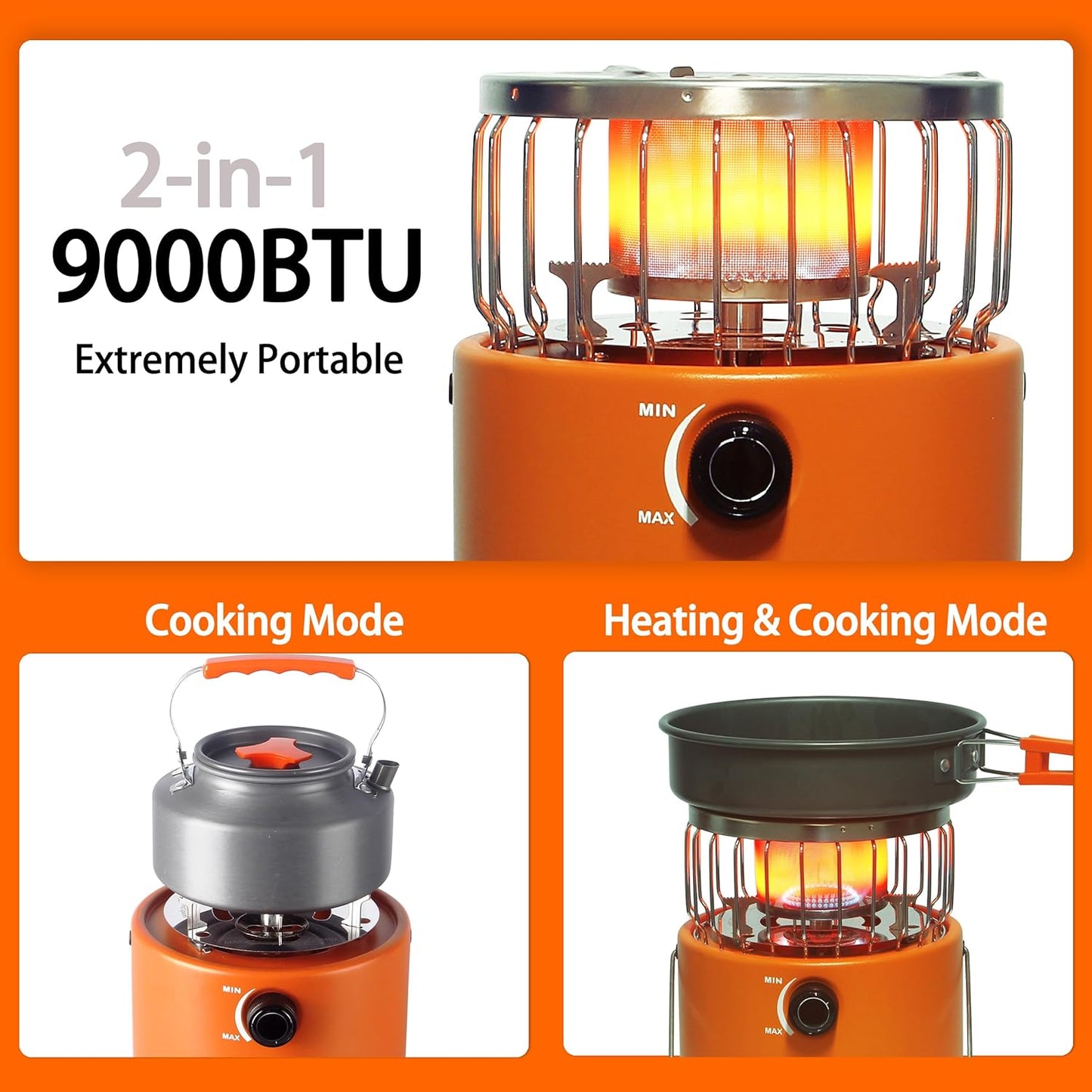 2 in 1 Portable Heater & Stove Pro with Fireproof Gloves